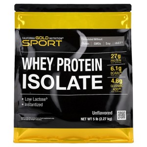 California Gold Nutrition Sport, Whey Protein Isolate, Unflavored, 5 lb (2.27 kg) - 1 of 4