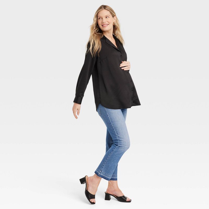 Long Sleeve Satin Button-Front Maternity Shirt - Isabel Maternity by Ingrid & Isabel™, 3 of 4