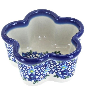 Blue Rose Polish Pottery Daisy Maze Mini Baker - Flower Shape