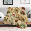 FIONECA Vintage Christmas Collage Blanket with Poinsettia Ornament and Architecture Pattern Soft Cozy Holiday Throw 30x40 inches - 3 of 4