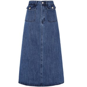 Allegra K Women's Casual High Waist A Line Jean Skirt - 1 of 4