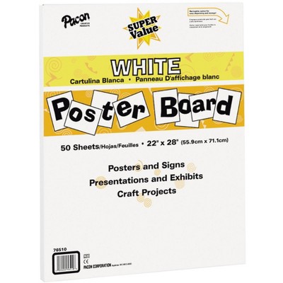 Pacon Super Value Poster Board, 22 x 28 Inches, White, Pack of 50