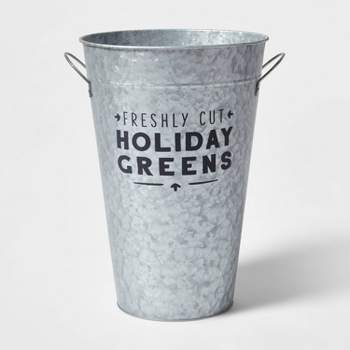 'Freshly Cut Holiday Greens' Front Porch Decorative Metal Bucket - Wondershop™