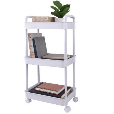White 3-Tier Rolling Polypropylene Storage Cart