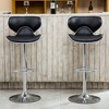Faux Leather Airlift Swivel Adjustable Barstools, Set of 2 with Chrome Base, Footrest and Plush Cushions for Kitchen, Bar, and Dining - 2 of 4