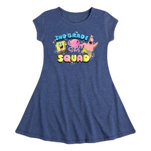 Girls' - SpongeBob SquarePants - 2nd Grade Squad Fit & Flair Cap Sleeve Dress - 1 of 3