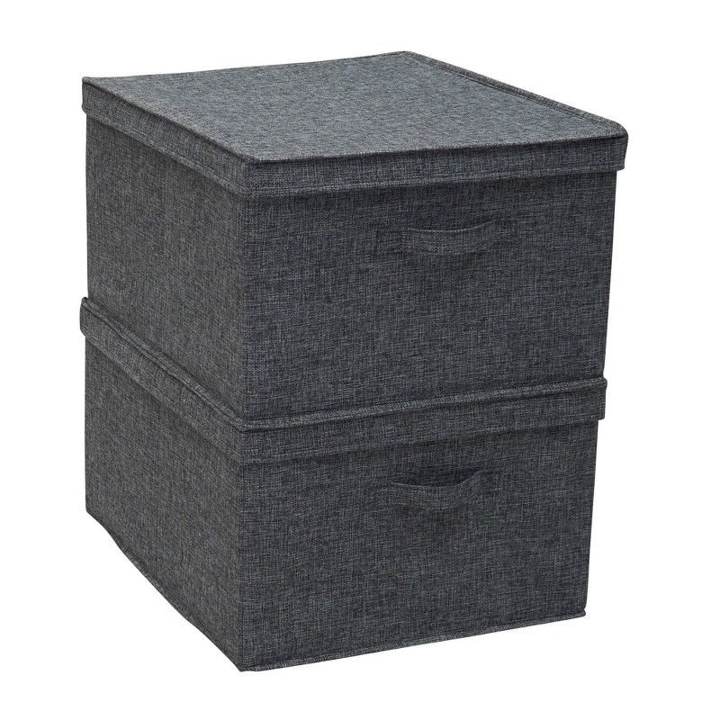 Household Essentials Set of 2 Jumbo Storage Boxes with Lids Graphite Linen, 4 of 9