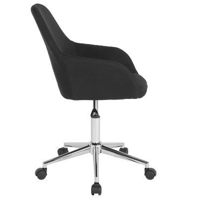 Black Fabric Mid-Back Swivel Office Chair with Chrome Base