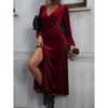 Coolmee Women's V Neck Wrap Velvet Maxi Wedding Guest Dress Puff Long Sleeve Split Bridesmaid Cocktail Party Formal Dresses - 4 of 4