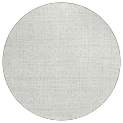 Ivory And Beige Geometric Washable Indoor Outdoor Area Rug
