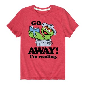 Boys' - Sesame Street - Oscar Go Away Im Reading Short Sleeve Graphic T-Shirt - 1 of 4