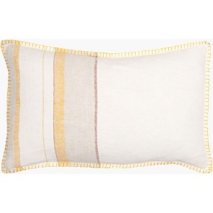 Livabliss Linen Stripe Embellished Cottage Throw Pillow - 1 of 4