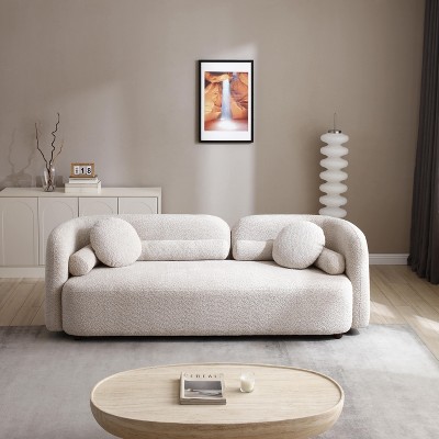 Luxury Modern 3-Seater Sofa, Boucle Fleece Upholstered Couch for Living Room, Apartment, Home Office