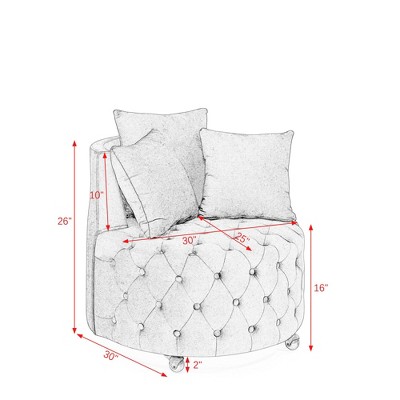 CAVINAS Velvet Swivel Bean Bag Chair with 3 Pillows,Accent Chair with Button Tufted Design,Gaming Bean Bag Chairs with Movable Wheels for Living Room