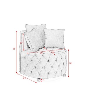 CAVINAS Velvet Swivel Bean Bag Chair with 3 Pillows,Accent Chair with Button Tufted Design,Gaming Bean Bag Chairs with Movable Wheels for Living Room - 1 of 4