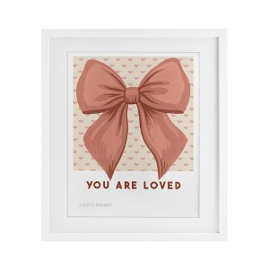 Stupell Industries Coral Bow You Are Loved Framed Print Under Glass Art - 1 of 4