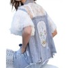 Women's Lacy Embellished Skull Denim Jacket - POL - image 4 of 4