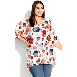 Avenue Women's Plus Size Leila Foil Print Top - 1 of 4