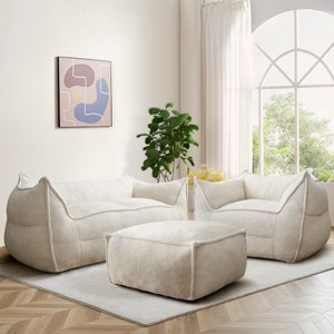 Teddy Lazy Sofa Bean Bag Couch, Comfy Lazy Sofa Chair with Ottoman for Adults, Single Seat or Love Seat for Living Room, Apartment – Cuddlewood - 1 of 4