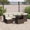 vidaXL 7 Piece Patio Sofa Set with Cushions Brown and Cream Poly Rattan - Without Storage - 2 of 4
