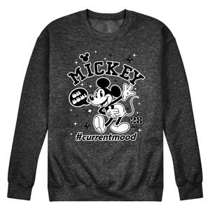 Disney - Mickey Mouse - Hashtag Current Mood - Men's Crew Neck Fleece Pullover, Size: 2XL, Gray Disney - Mickey Mouse - Hashtag Current Mood - Men's Crew Neck Fleece Pullover, Size: 2XL, Gray