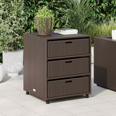 Garden Storage Cabinet PE rattan, Powder-coated steel  vidaXL