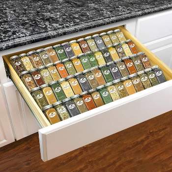 Lynk Professional Elite Pull Out Spice Rack Organizer for Cabinet, 4-1/4 in. Wide, Wood-Chrome, Silver