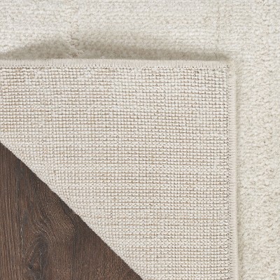 Ivory Cream Geometric Synthetic Rectangular Area Rug 8' x 10'