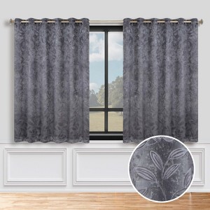 Modern Bohemian Leaves Room Darkening Semi-Blackout Curtains, Set of 2 by Blue Nile Mills - 1 of 4
