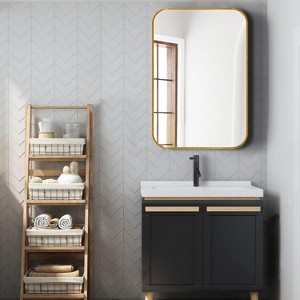 DOMETOUR Black/Gold/Silver Metal Rectangle Barhroom Mirror - 1 of 4