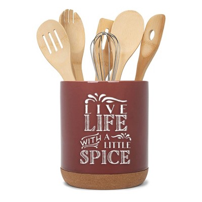 Elanze Designs Life With Spice Red X-Large Cork Bottom Kitchen Utensil Holder