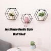 INFURNIC Decorative Wall Shelf Set of 3 Hexagonal Floating Shelves with Wood and Metal for Storage and Display, Brown, 11.4"*5.3"*10.2" - 4 of 4