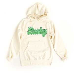Simply Sage Market Women's Graphic Hoodie Green Lucky Cursive - 1 of 4