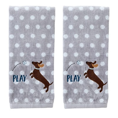 2pk Pups at Play Hand Towel Set Gray - SKL Home