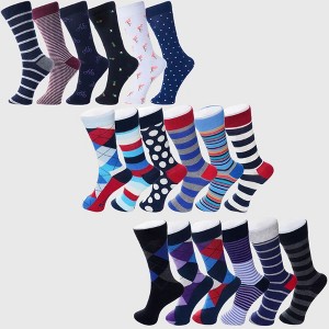 Alpine Swiss Mens Cotton 18 Pack Dress Socks Solid Ribbed Argyle Shoe Size 6-12 - 1 of 4