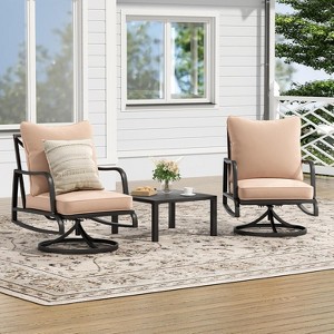 Lirago 2-Piece Outdoor Dining Chairs Set Waterproof Rattan & Rust-Resistant Metal Frame, with Cushions for Patio/Poolside 43.3"x25.6"x35.4" - 1 of 4