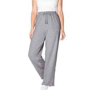 Woman Within Womens Plus-Size Sport Knit Straight-Leg Pull-On Pants - 1 of 4