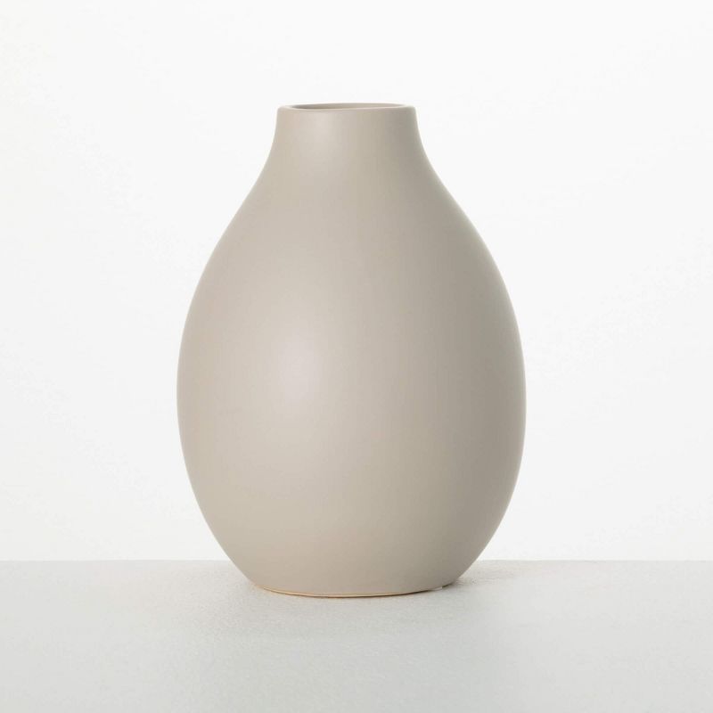 Sullivans 9" Matte Gray Teardrop Vase, Ceramic, 1 of 4