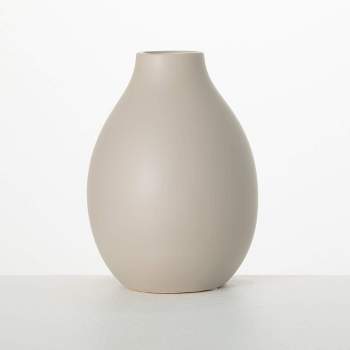 Sullivans 9" Matte Gray Teardrop Vase, Ceramic