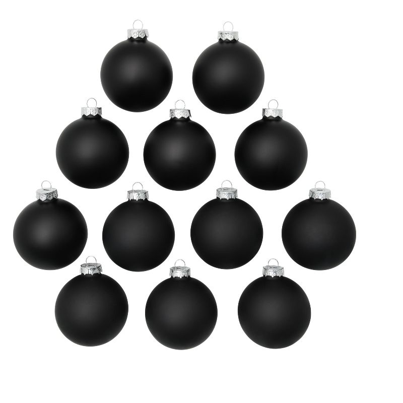 Northlight 12ct Black Matte Glass Christmas Ball Ornaments 2.75" (70mm), 3 of 4