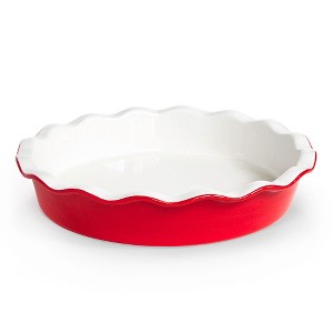 Kook Round Ceramic Pie Dish, Wave Edge, 10 Inch, 44 oz - 1 of 4