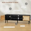 USIKEY Rattan TV Stand for 70 inch TV, Entertainment Center with Adjustable Shelf & 2 Cabinets, TV Stands for Living Room, Bedroom, Natural + Black - 3 of 4