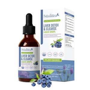 Mulittea 16 in 1 Liver Detox Cleanse,Repair & Support Liquid Drops, 60ml (2 Fl.oz) - Blueberry Flavor - 1 of 4