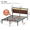 WOWLIVE Twin/Full/Queen/King Size Bed Frame with LED Light and Charging Station, Metal Frame with Storage Headboard, Large Storage Space - 3 of 4
