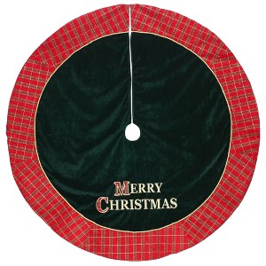 Northlight 48" Red and Green 'MERRY CHRISTMAS' Plaid Christmas Tree Skirt - 1 of 1