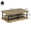 CAVINAS 55.1" Wood Coffee Table,Tea Table with 2 Open Storage Shelves,Black Wood Legs,Modern Center Table for Living Room,Office,Reception Areas - 3 of 4