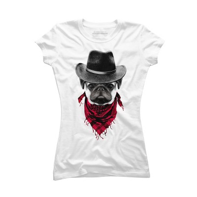 Junior's Design By Humans Cowboy Pug By clingcling T-Shirt