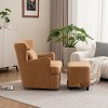 360° Velvet Swivel Chair,Velvet Accent Chair with Ottoman,Oversized Accent Barrel Armchair with Pillow,Sofa Chair with Lounge Seat-Cuddlewood - 3 of 4