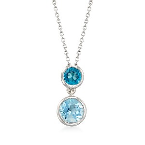 Ross-Simons 3.20 ct. t.w. London and Sky Blue Topaz Pendant Necklace in Sterling Silver Size 18 - 1 of 3