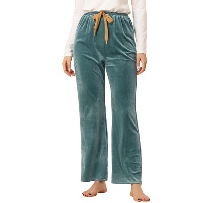 Allegra K Women's Velvet Bottom Casual Trouser Lounge Drawstring Decor Wide  Leg Pants Light Blue X-small : Target